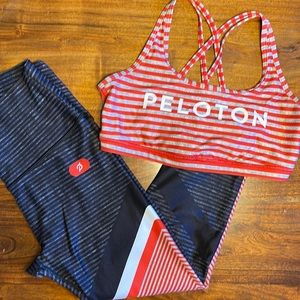 Peloton WITH Cherry Stripe Sports Bra & Capri Set (Medium)